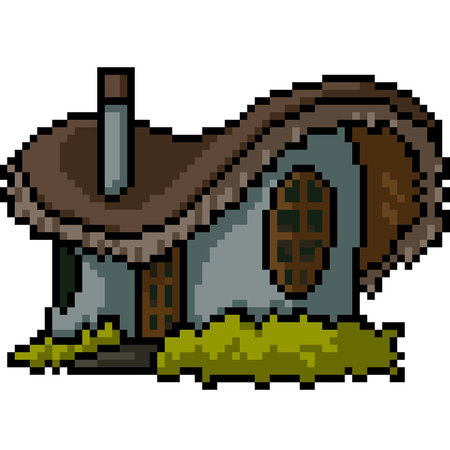 pixel art of fantasy clay house isolated backgroundのイラスト素材