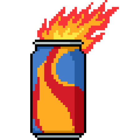 pixel art of hot drink can isolated backgroundのイラスト素材