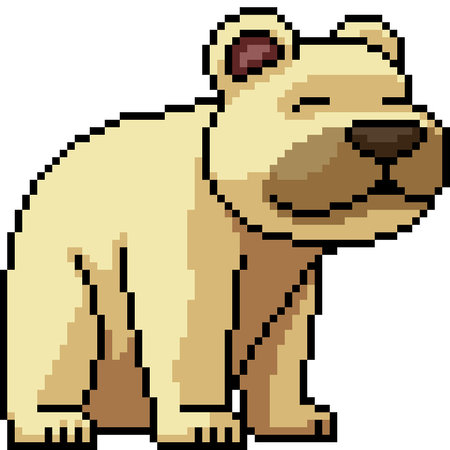 pixel art of happy bear smile isolated backgroundのイラスト素材