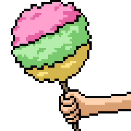 pixel art of colorful cotton candy isolated backgroundのイラスト素材