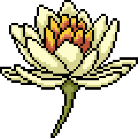 pixel art of white flower bloom isolated backgroundのイラスト素材