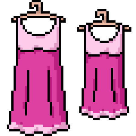 pixel art of mother daughter dress isolated backgroundのイラスト素材