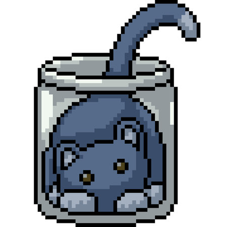 pixel art of cat in jar isolated backgroundのイラスト素材