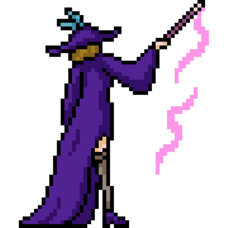 pixel art of witch cast magic isolated backgroundのイラスト素材
