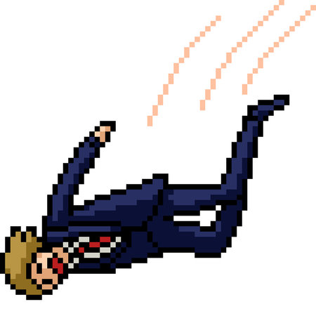 pixel art of man fell down isolated background