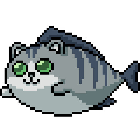 pixel art of fat cat fish isolated backgroundのイラスト素材