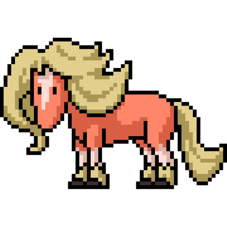 pixel art of beautiful hairstyle horse isolated backgroundのイラスト素材