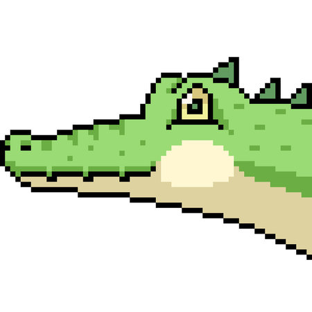 pixel art of crocodile alligator head isolated backgroundのイラスト素材
