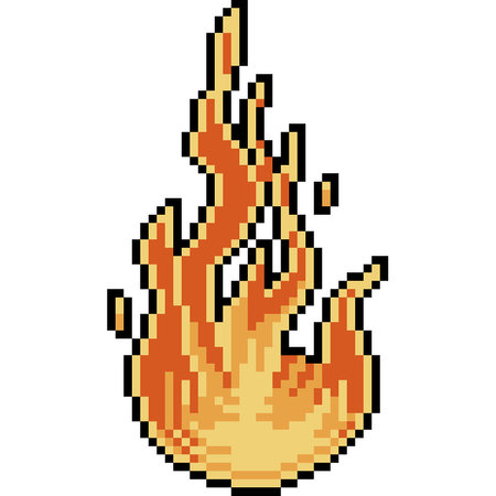 pixel art of fire power symbol isolated backgroundのイラスト素材