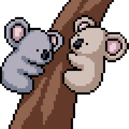 pixel art of koala bear friend isolated backgroundのイラスト素材