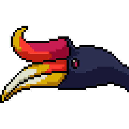 pixel art of bird head beak isolated backgroundのイラスト素材