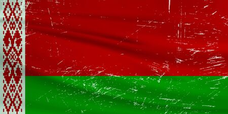 Grunge Belarus flag. Belarus flag with waving grunge texture. Vector background.のイラスト素材