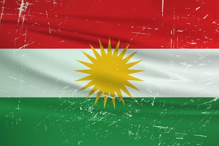 Grunge Kurdistan flag. Kurdistan flag with waving grunge texture. Vector background.のイラスト素材