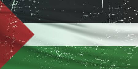 Grunge Palestine flag. Palestine flag with waving grunge texture. Vector background.のイラスト素材