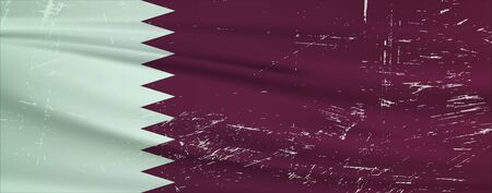 Grunge Qatar flag. Qatar flag with waving grunge texture. Vector background.