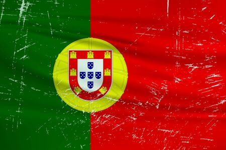 Grunge Portugal flag. Portugal flag with waving grunge texture. Vector background.のイラスト素材