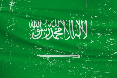 Grunge Saudi Arabia flag. Saudi Arabia flag with waving grunge texture. Vector background.のイラスト素材