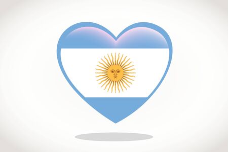 Argentina Flag in Heart Shape. Heart 3d Flag of Argentina, Argentina flag template design.のイラスト素材