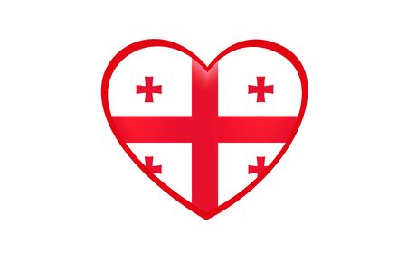 Georgia Flag in Heart Shape. Heart 3d Flag of Georgia, Georgia flag template design.のイラスト素材