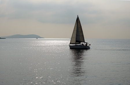 Sailing boat on the sea. Beautiful viewのeditorial素材