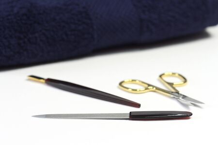 Manicure utensils over white backgroundの写真素材