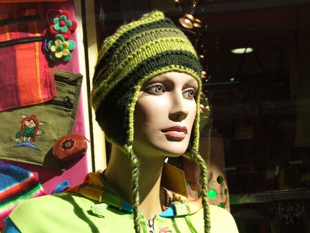 Close-up of a manikin in front of a storeの写真素材