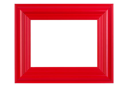 Red varnished wooden picture frame - isolatedの写真素材