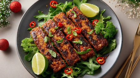 Plate with tasty eel fillets on table, closeupの素材