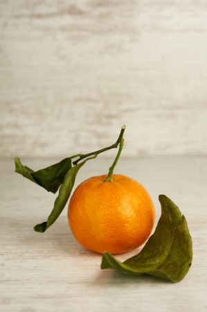 Clementine mandarin with leaves.の写真素材