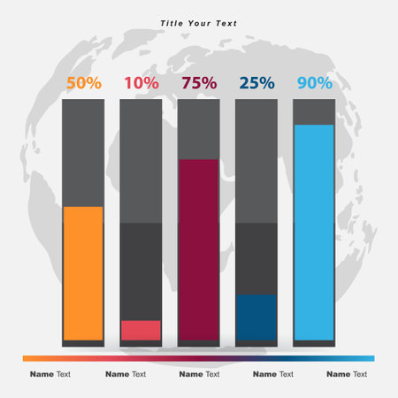Infographic data bar, table, chart, graph for use in business plan on grey background.のイラスト素材