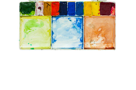 watercolour tray on whitewhiteの写真素材