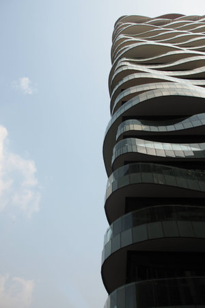 Modern architectural building against blue sky
