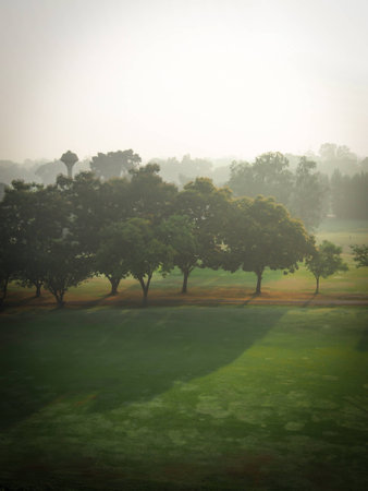 Early morning landscape in fog