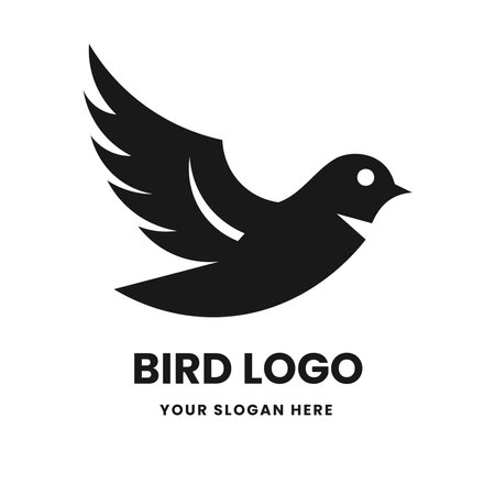 Bird logo vector template emblem symbol. Head icon design isolated on a white background. Modern black and white illustration. Simple minimalistic silhouette design for logo, tattoo, and t-shirt printのイラスト素材