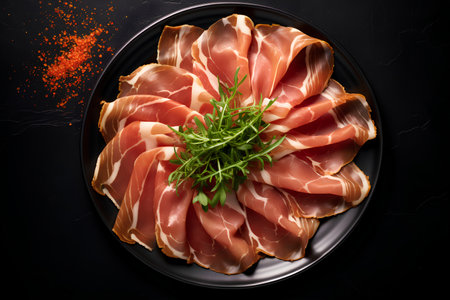 Artful Display of Prosciutto di Parma Slicesの素材