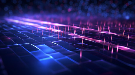 Abstract digital futuristic neon background. Concept for infographics, data visualization, and graphical information. Background for banners, covers, brochures, and presentationsの素材