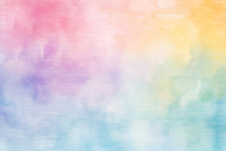 Abstract rainbow watercolor texture with wet brush strokes for wallpaper design, hand-painted texture. Texture, background, patternの素材