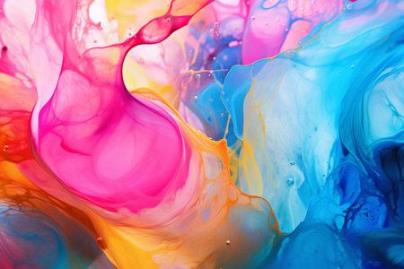 Abstract swirls of colorful oil in water texture. Texture, background, patternの素材
