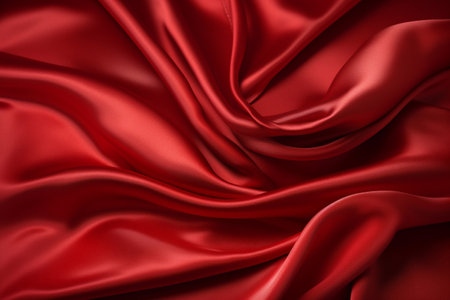 Elegant red silk fabric with a silky sheen. Texture, background, patternの素材
