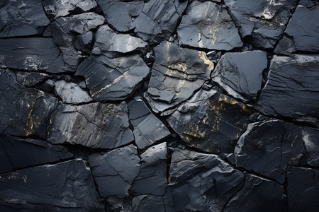Black stone texture with cracks. Abstract natural granite marble dark gray rock background with copy space. Grunge modern surface for banner design AI generatedの素材