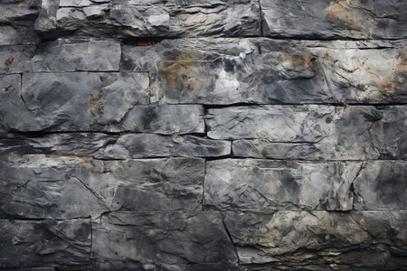 Gray grunge banner background. Abstract stone texture with bricks. Natural granite gray rock surface with copy space for modern design AI generatedの素材