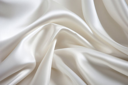 Elegant white silk fabric with a silky sheen. Texture, background, patternの素材