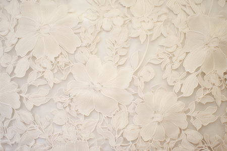 Intricate lace fabric texture with delicate floral patterns. Texture, background, patternの素材