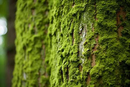 Moss-covered tree bark with a rich, organic texture. Texture, background, patternの素材