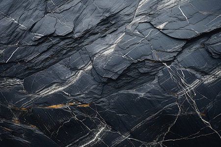 Black stone texture with cracks. Abstract natural granite marble dark gray rock background with copy space. Grunge modern surface for banner design AI generatedの素材