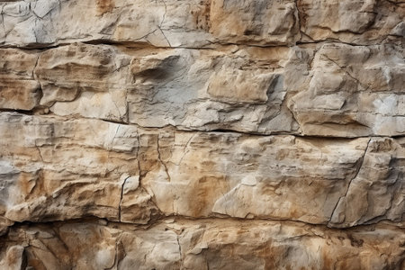 Light brown stone texture with bricks. Abstract beige grunge banner background. Natural rock surface with copy space for modern design AI generatedの素材