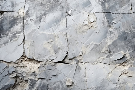 White grunge rock texture of the stone wall. Abstract background with cracks. Natural gray surface with copy space for modern banner design AI generatedの素材