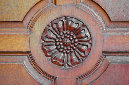 A part of a door carved as a flowerの写真素材