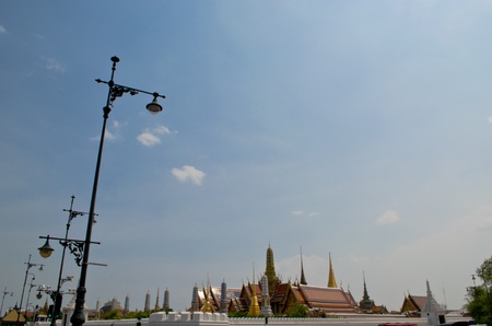 The grand palace of Thailand with classic black electricity posts, Bangkokの写真素材