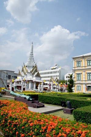 The Bangkok city pillar shrine taken from the field in front of the ministry of defence, Bangkokの写真素材